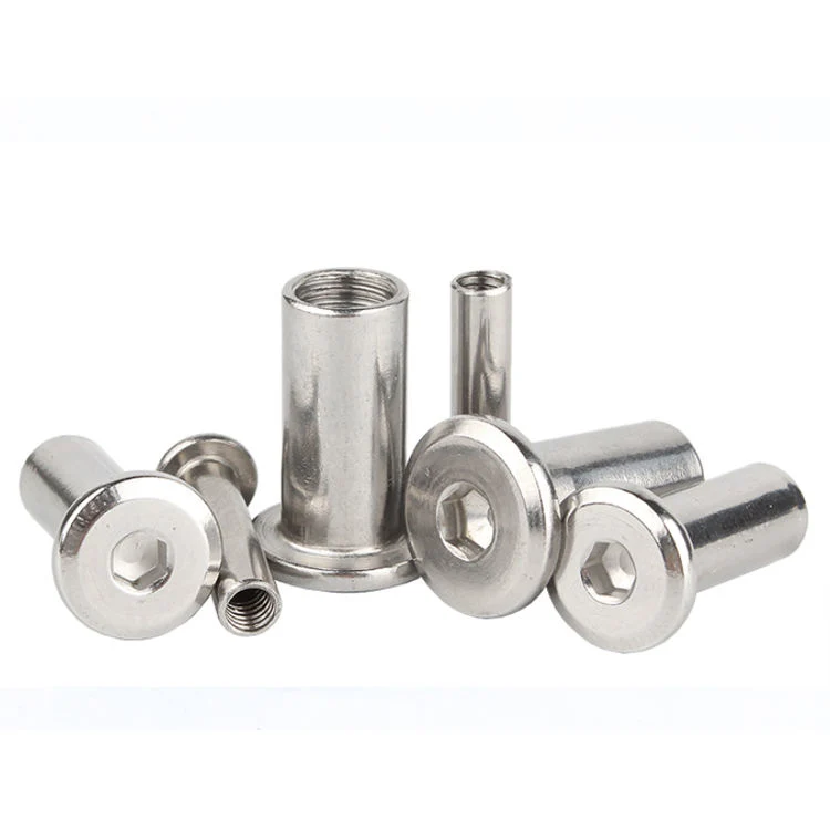 Stainless Steel Large Flat Hex Hexagon Socket Head Joint Sleeve Connector Furniture Insert Rivet Nut