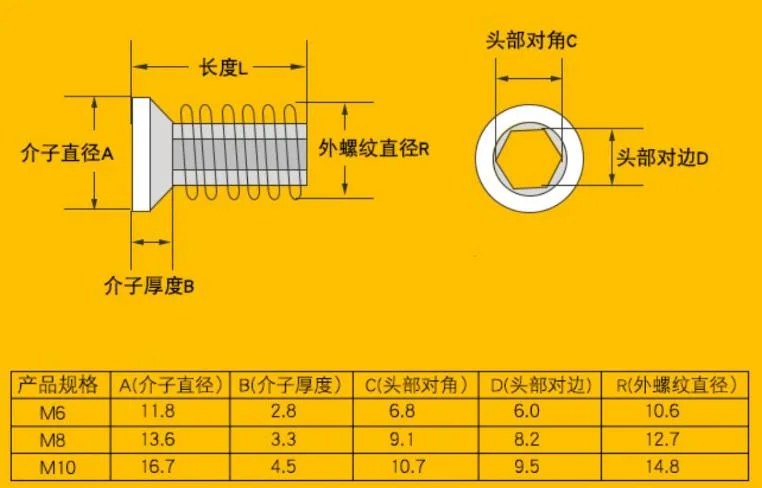 Stainless Steel Nut Set Hex Socket Drive Insert Nuts Threaded for Wood Furniture